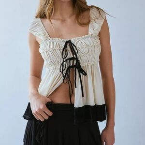 UO Kimchi Blue Melissa Tie Front Babydoll Blouse